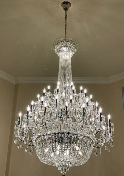 Extra Large European-style Multi-layers Candle Luxury Crystal Chandelier Gold Art Foyer/Staircase Decorative Light Fixture - Zelno Lighting