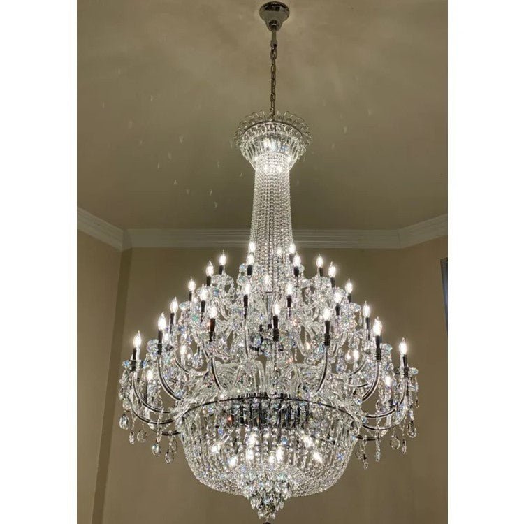 Extra Large European-style Multi-layers Candle Luxury Crystal Chandelier Gold Art Foyer/Staircase Decorative Light Fixture - Zelno Lighting