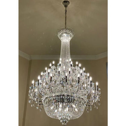 Extra Large European-style Multi-layers Candle Luxury Crystal Chandelier Gold Art Foyer/Staircase Decorative Light Fixture - Zelno Lighting
