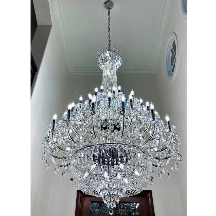 Extra Large European-style Multi-layers Candle Luxury Crystal Chandelier Gold Art Foyer/Staircase Decorative Light Fixture - Zelno Lighting