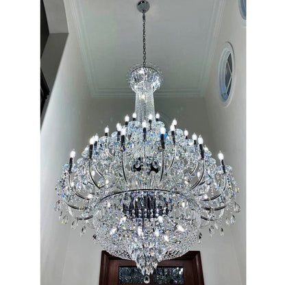 Extra Large European-style Multi-layers Candle Luxury Crystal Chandelier Gold Art Foyer/Staircase Decorative Light Fixture - Zelno Lighting