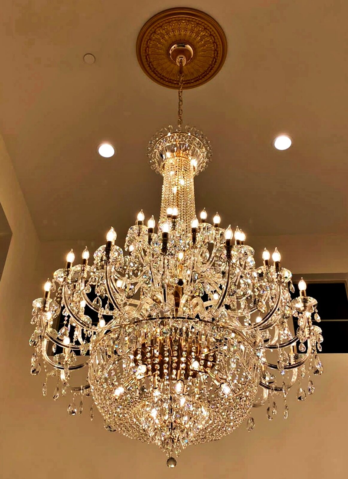 Extra Large European-style Multi-layers Candle Luxury Crystal Chandelier Gold Art Foyer/Staircase Decorative Light Fixture - Zelno Lighting