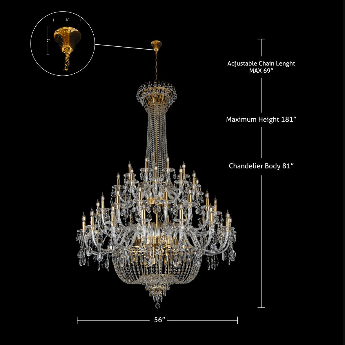 Extra Large European-style Multi-layers Candle Luxury Crystal Chandelier Gold Art Foyer/Staircase Decorative Light Fixture - Zelno Lighting