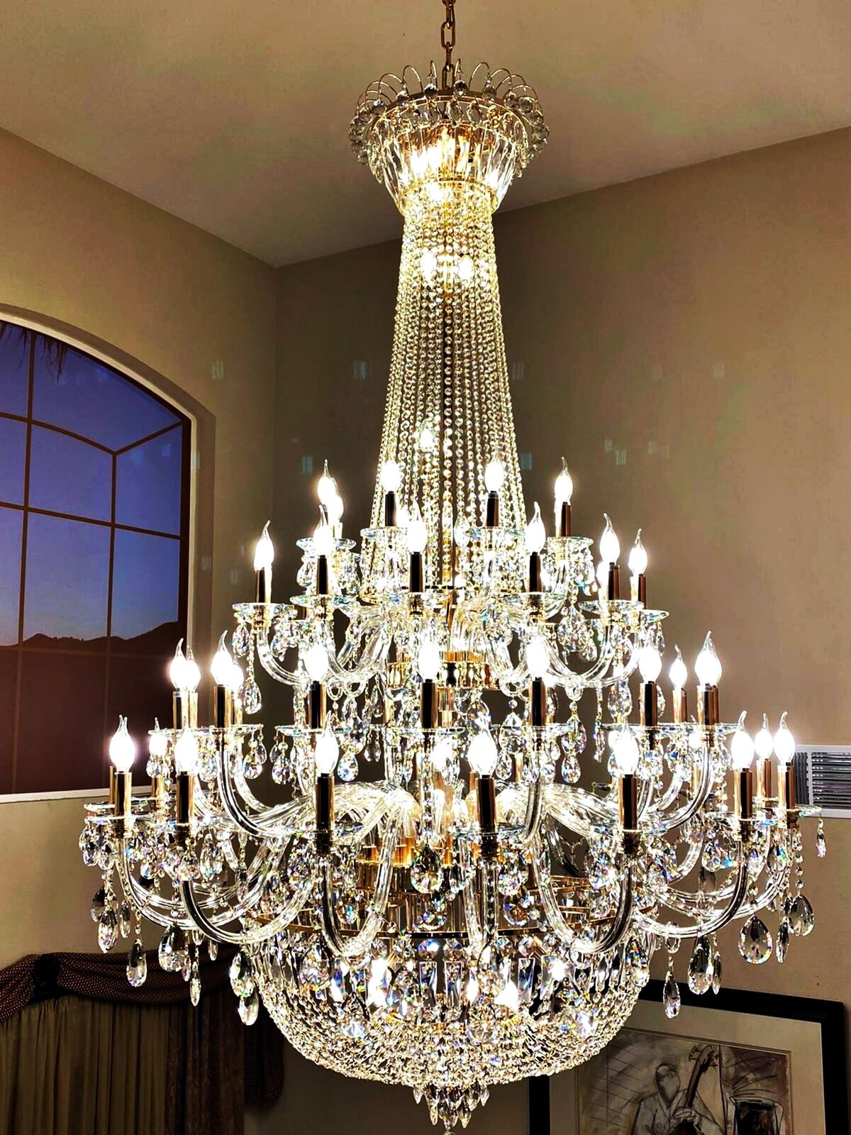 Extra Large European-style Multi-layers Candle Luxury Crystal Chandelier Gold Art Foyer/Staircase Decorative Light Fixture - Zelno Lighting