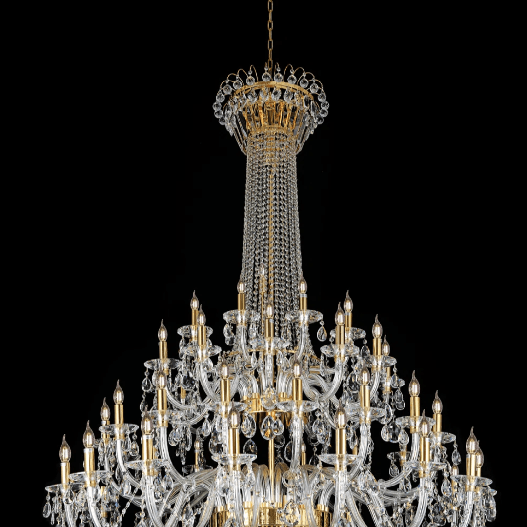 Extra Large European-style Multi-layers Candle Luxury Crystal Chandelier Gold Art Foyer/Staircase Decorative Light Fixture - Zelno Lighting