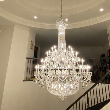 Extra Large European-style Multi-layers Candle Luxury Crystal Chandelier Gold Art Foyer/Staircase Decorative Light Fixture - Zelno Lighting