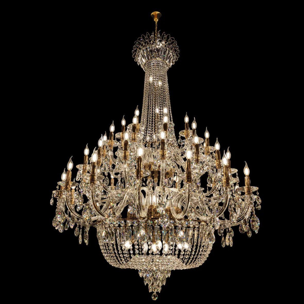 Extra Large European-style Multi-layers Candle Luxury Crystal Chandelier Gold Art Foyer/Staircase Decorative Light Fixture - Zelno Lighting
