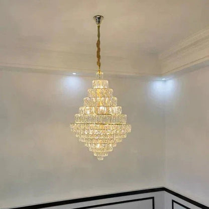 Extra Large Foyer Pure Crystal Ceiling Light Fixture Living Room Entrance Staircase Chandelier - Zelno Lighting