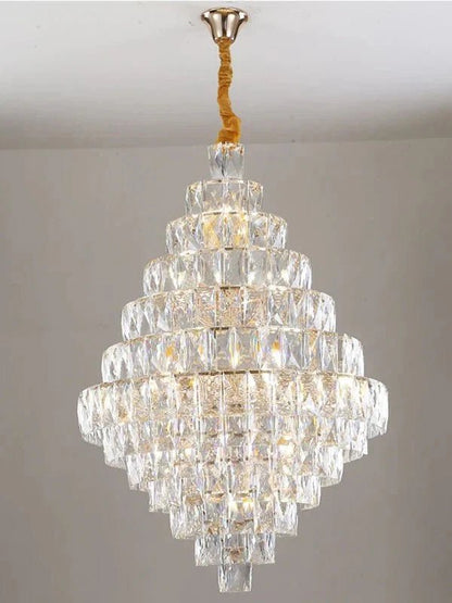 Extra Large Foyer Pure Crystal Ceiling Light Fixture Living Room Entrance Staircase Chandelier - Zelno Lighting