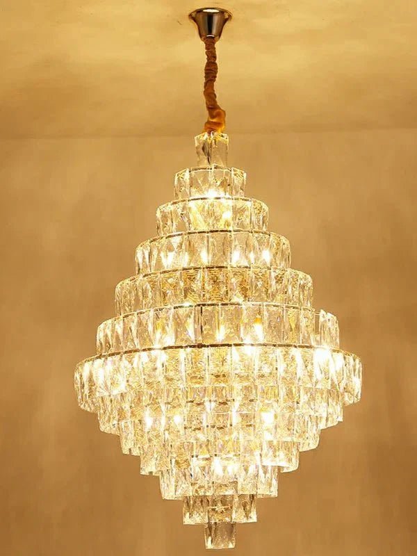 Extra Large Foyer Pure Crystal Ceiling Light Fixture Living Room Entrance Staircase Chandelier - Zelno Lighting