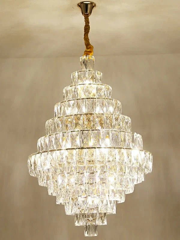 Extra Large Foyer Pure Crystal Ceiling Light Fixture Living Room Entrance Staircase Chandelier - Zelno Lighting