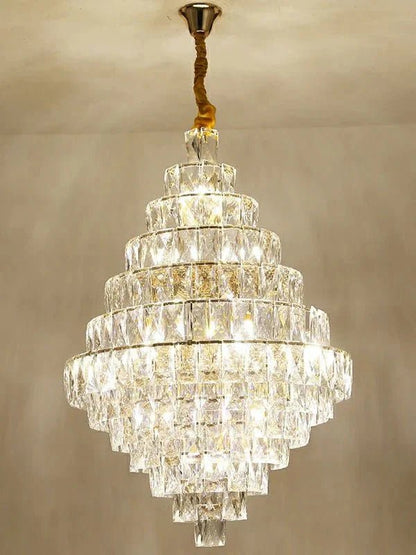 Extra Large Foyer Pure Crystal Ceiling Light Fixture Living Room Entrance Staircase Chandelier - Zelno Lighting