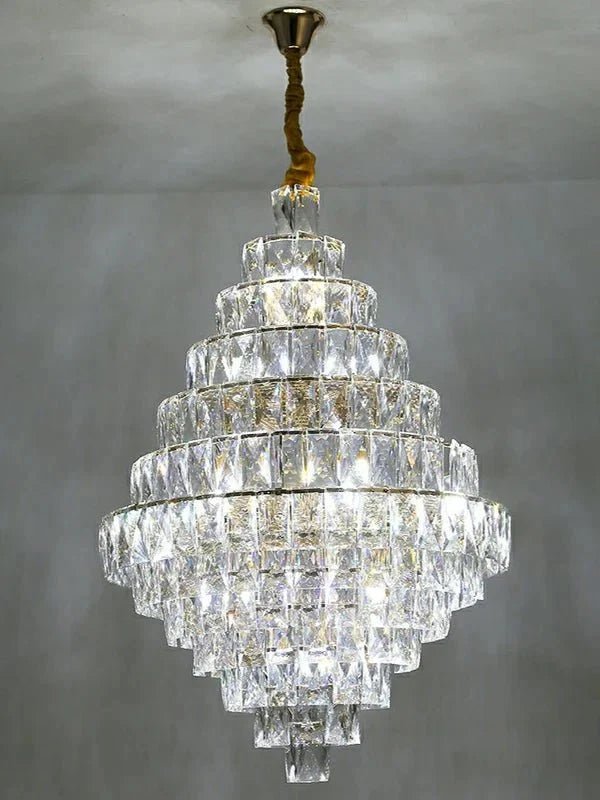 Extra Large Foyer Pure Crystal Ceiling Light Fixture Living Room Entrance Staircase Chandelier - Zelno Lighting
