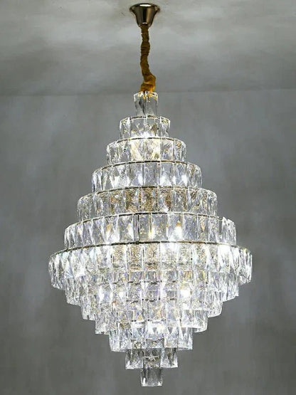 Extra Large Foyer Pure Crystal Ceiling Light Fixture Living Room Entrance Staircase Chandelier - Zelno Lighting