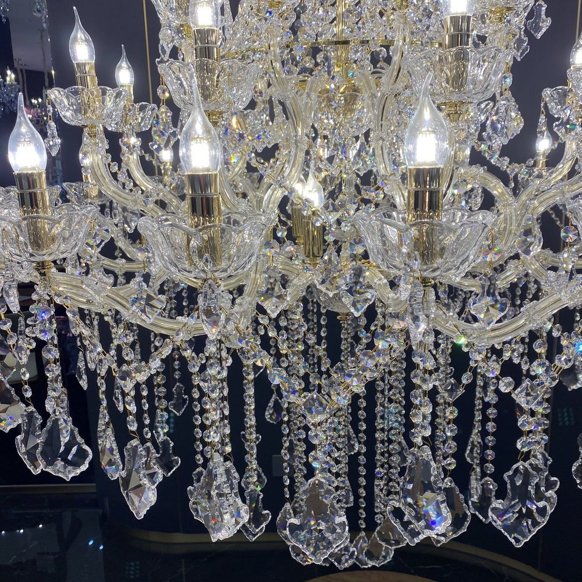 Extra Large French Candle Crystal Branch Chandelier for Foyer and Staircase - Zelno Lighting