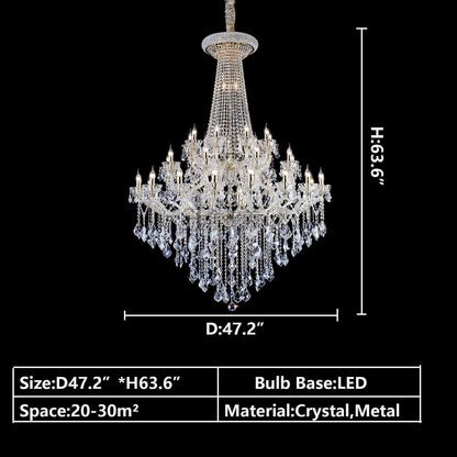 Extra Large French Candle Crystal Branch Chandelier for Foyer and Staircase - Zelno Lighting