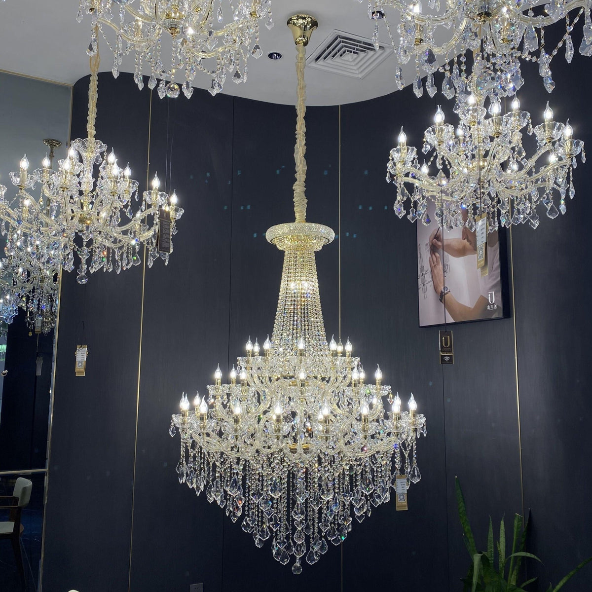 Extra Large French Candle Crystal Branch Chandelier for Foyer and Staircase - Zelno Lighting