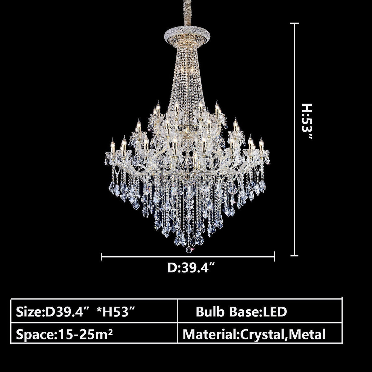 Extra Large French Candle Crystal Branch Chandelier for Foyer and Staircase - Zelno Lighting