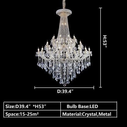 Extra Large French Candle Crystal Branch Chandelier for Foyer and Staircase - Zelno Lighting
