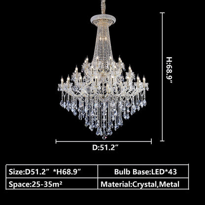 Extra Large French Candle Crystal Branch Chandelier for Foyer and Staircase - Zelno Lighting