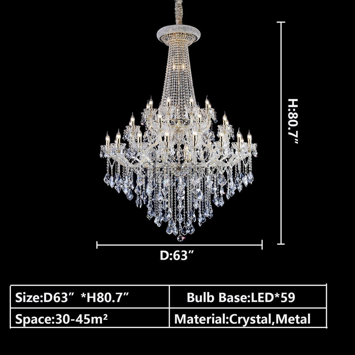 Extra Large French Candle Crystal Branch Chandelier for Foyer and Staircase - Zelno Lighting