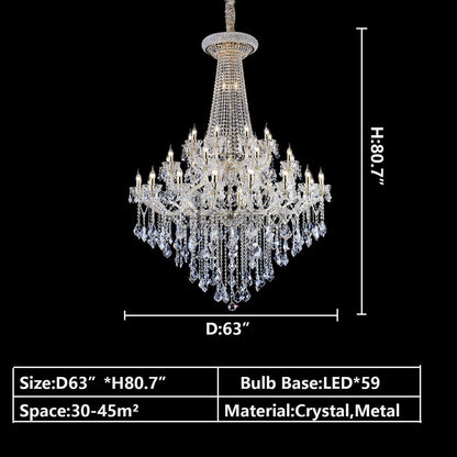 Extra Large French Candle Crystal Branch Chandelier for Foyer and Staircase - Zelno Lighting