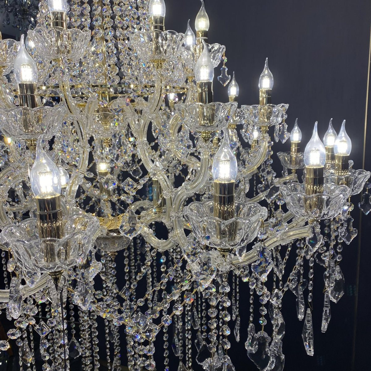 Extra Large French Candle Crystal Branch Chandelier for Foyer and Staircase - Zelno Lighting