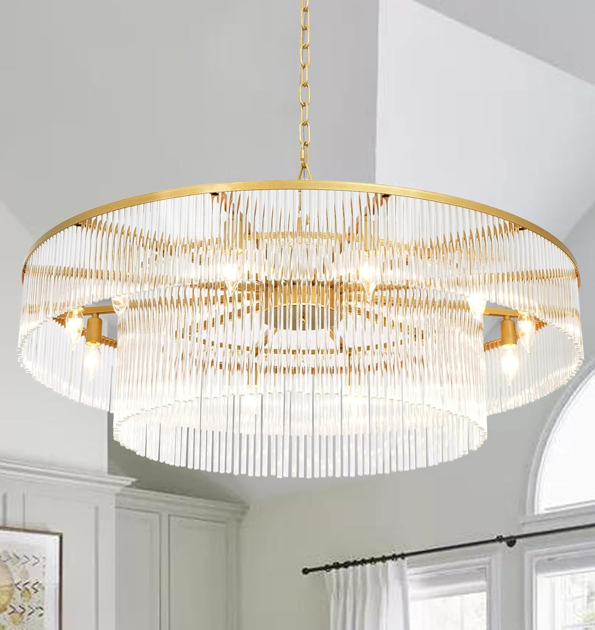 Extra Large Long Brass Chandelier - Zelno