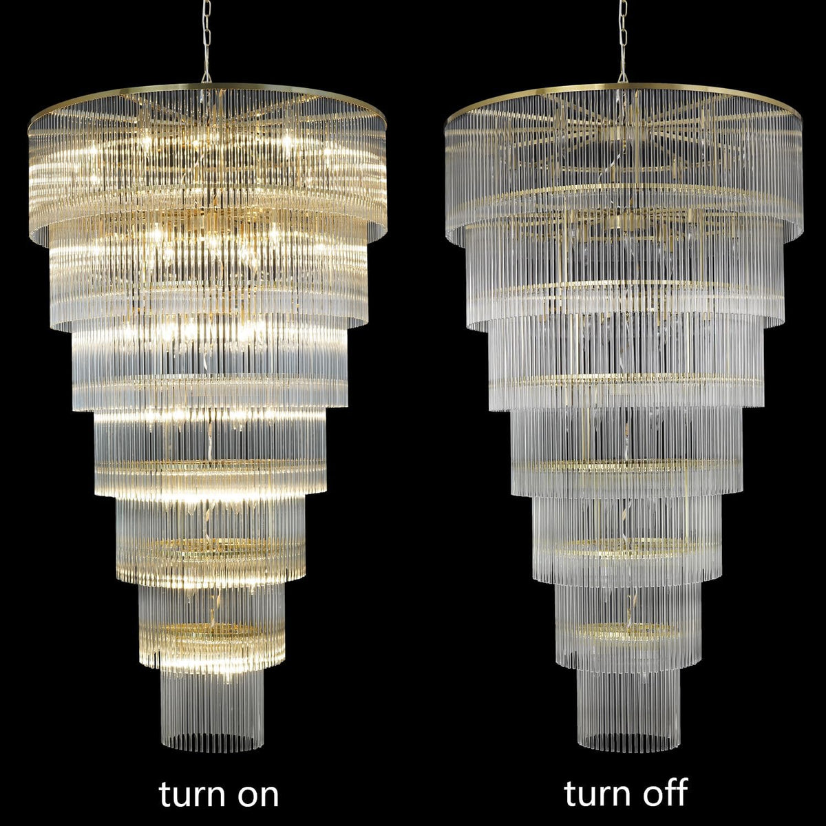 Extra Large Long Brass Chandelier - Zelno