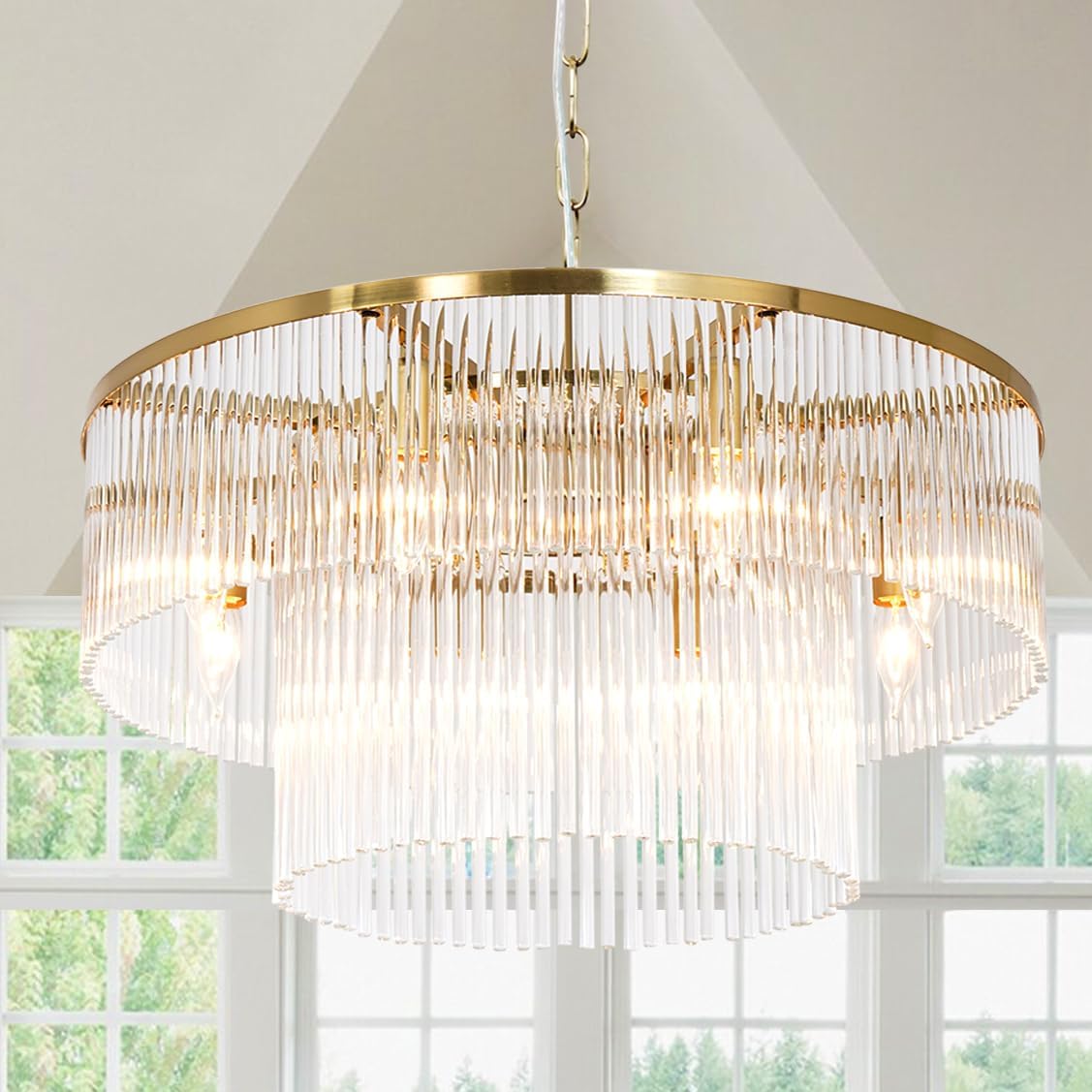 Extra Large Long Brass Chandelier - Zelno