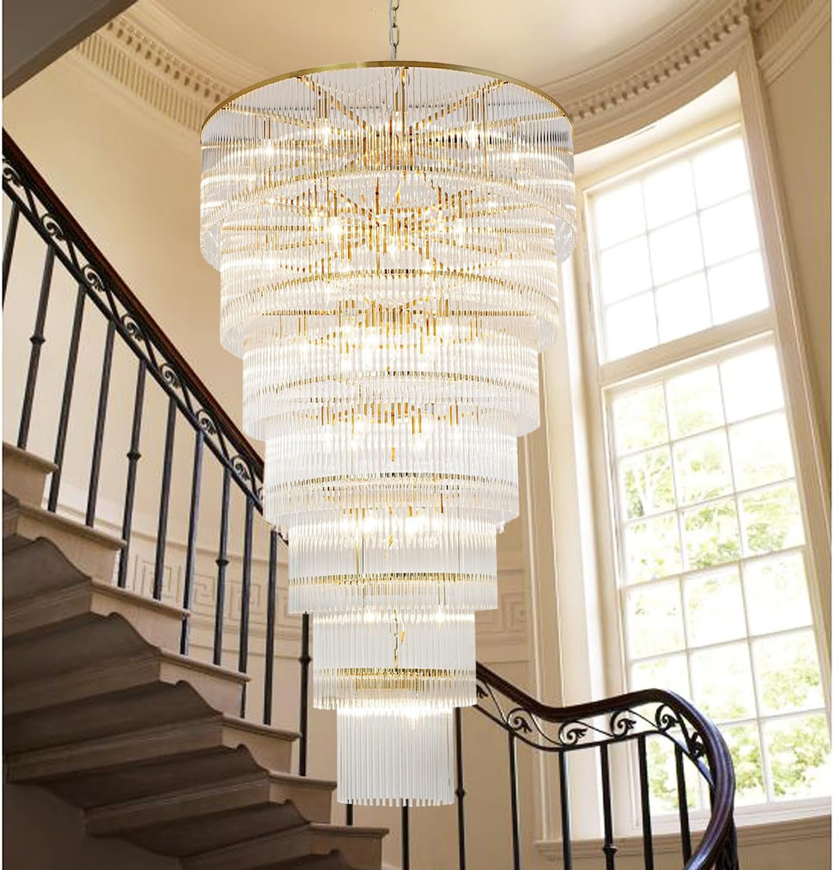Extra Large Long Brass Chandelier - Zelno