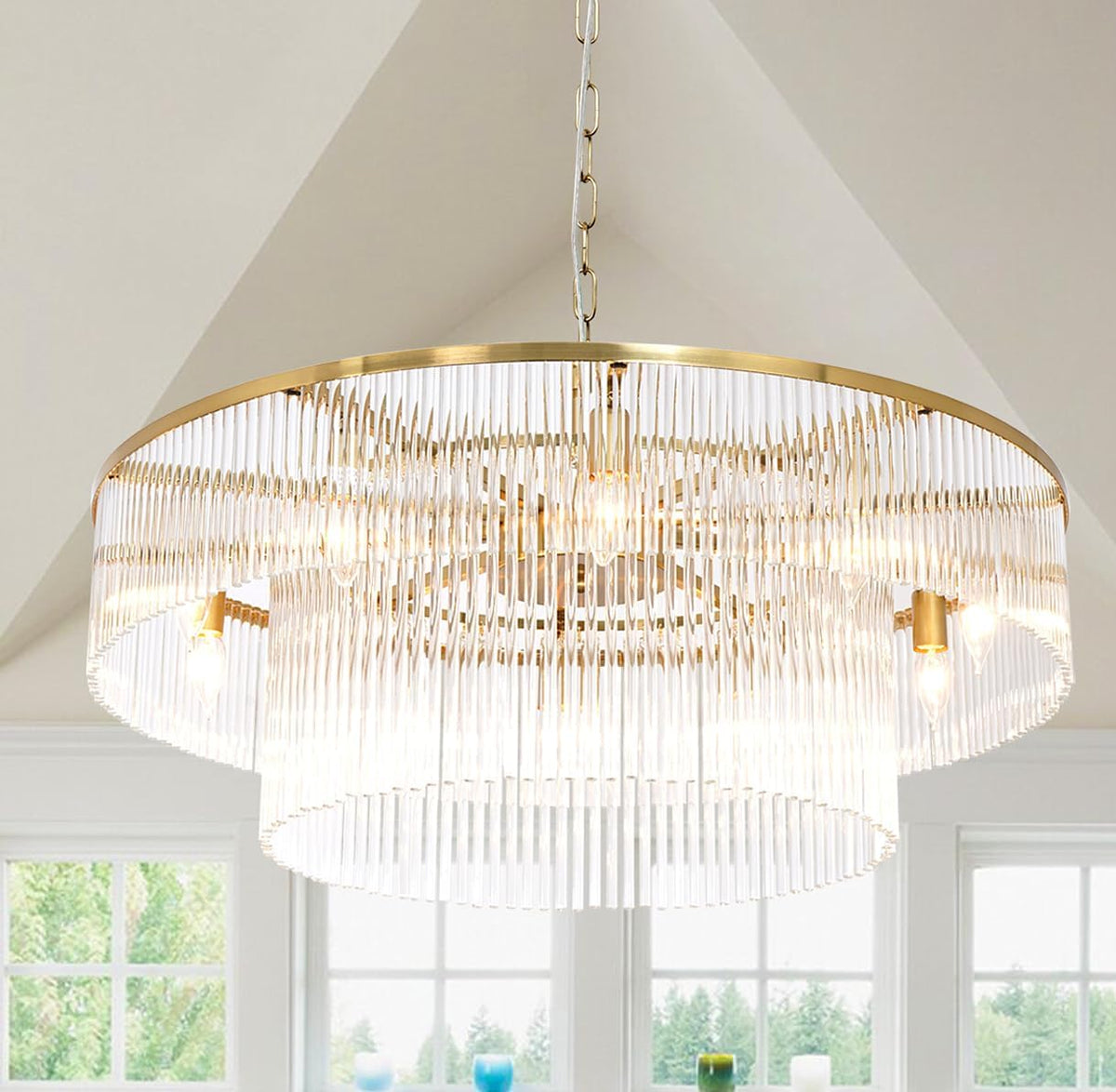 Extra Large Long Brass Chandelier - Zelno