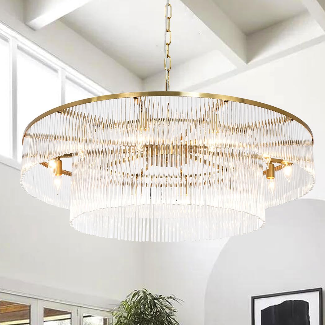 Extra Large Long Brass Chandelier - Zelno