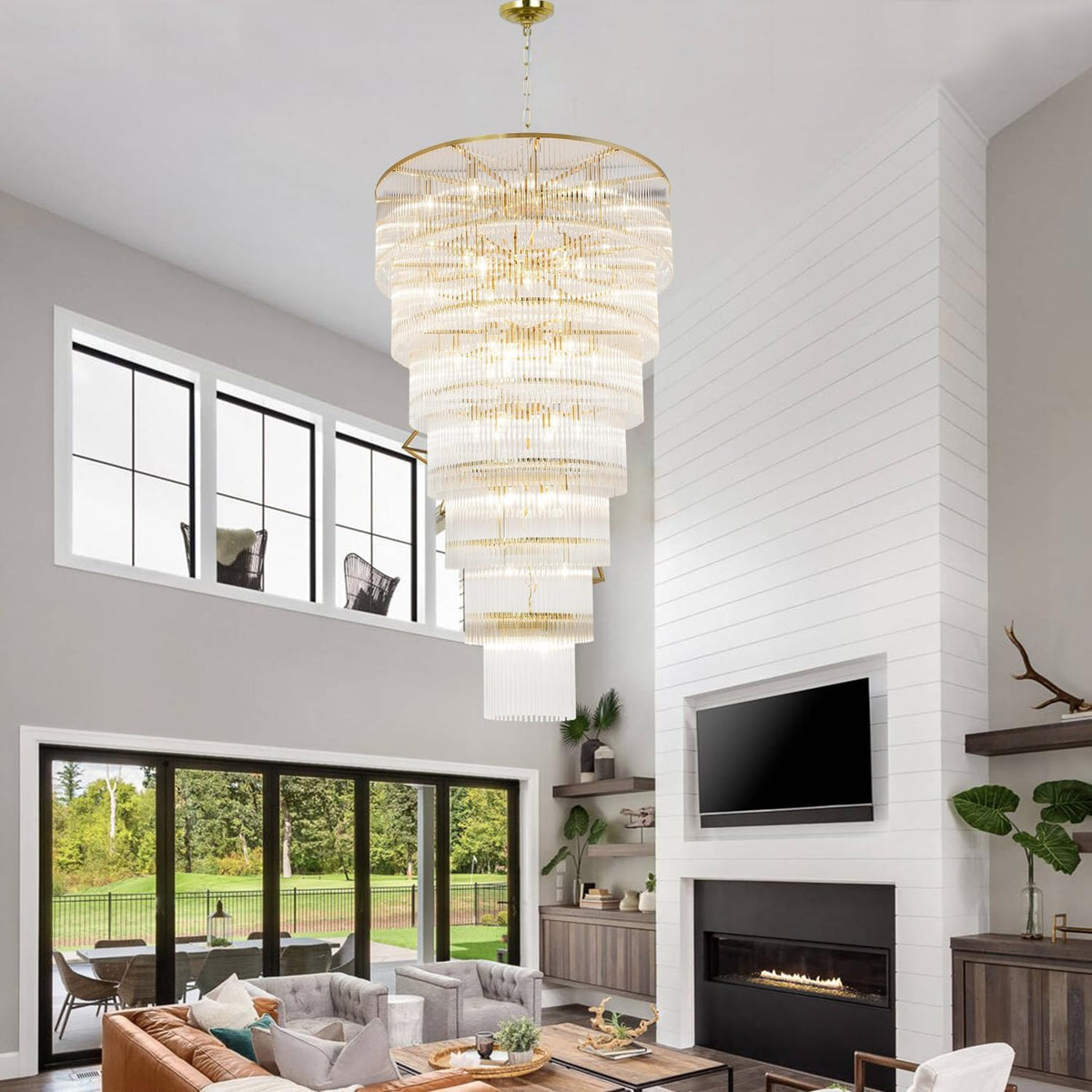 Extra Large Long Brass Chandelier - Zelno