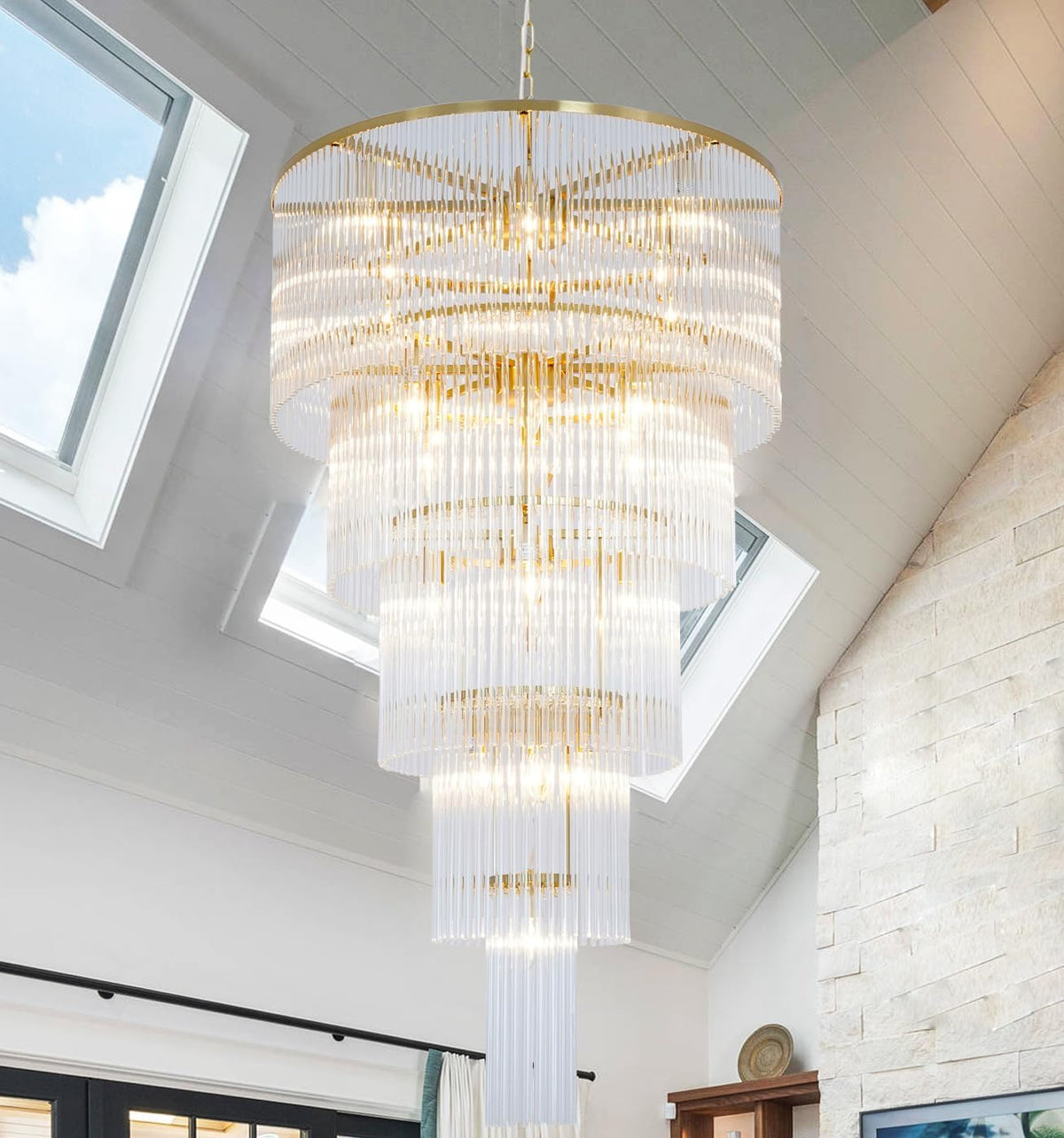 Extra Large Long Brass Chandelier - Zelno
