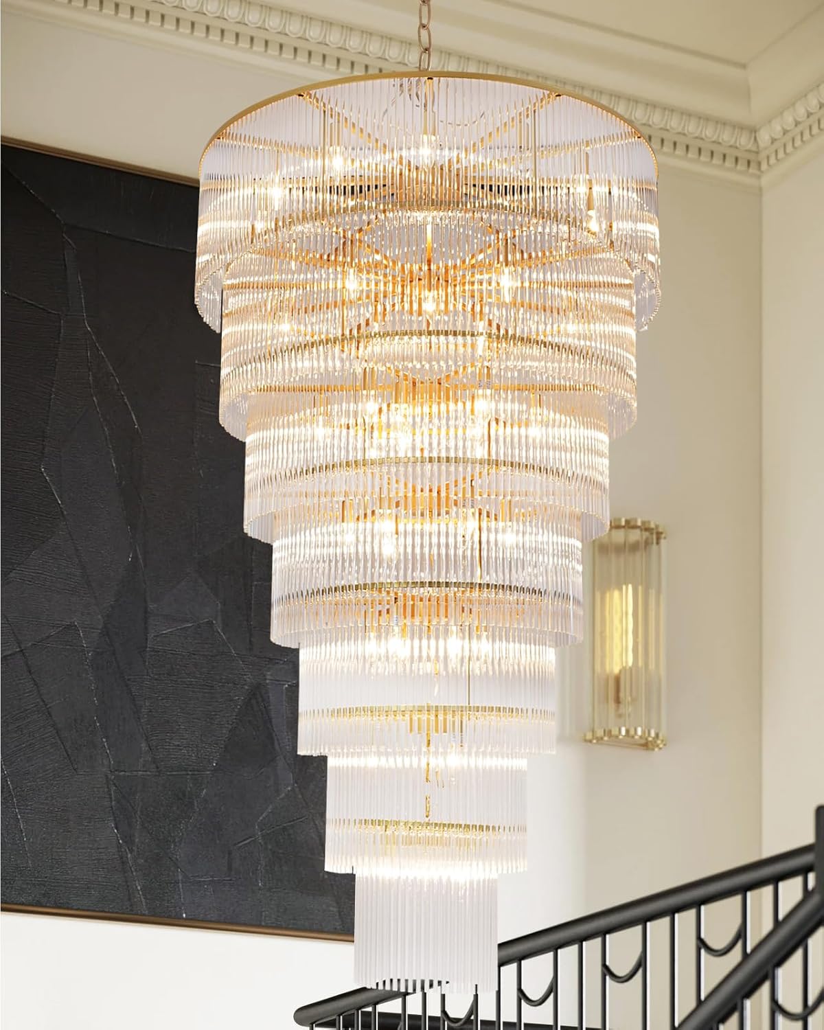 Extra Large Long Brass Chandelier - Zelno