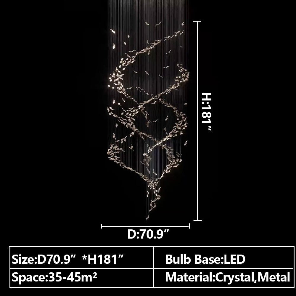 Extra Large Luxury Art Double Spiral Creative Crystal Chandelier For High-ceiling Foyer/Hallway/Entryway - Zelno Lighting