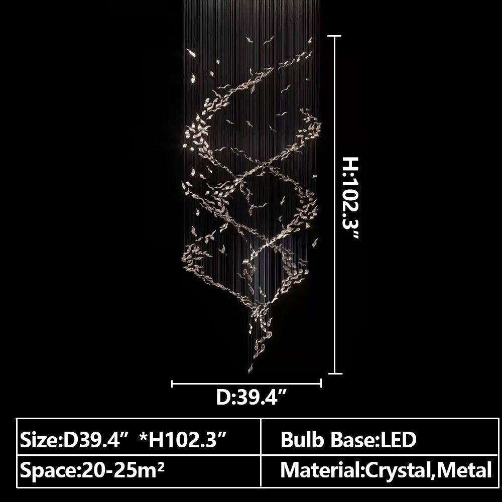 Extra Large Luxury Art Double Spiral Creative Crystal Chandelier For High-ceiling Foyer/Hallway/Entryway - Zelno Lighting