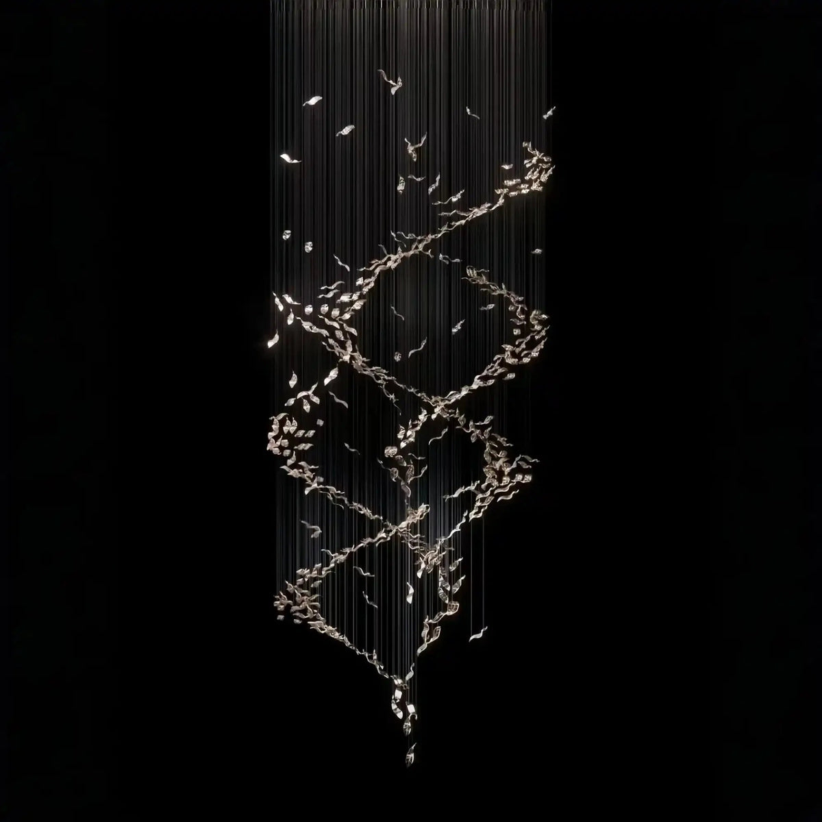 Extra Large Luxury Art Double Spiral Creative Crystal Chandelier For High-ceiling Foyer/Hallway/Entryway - Zelno Lighting