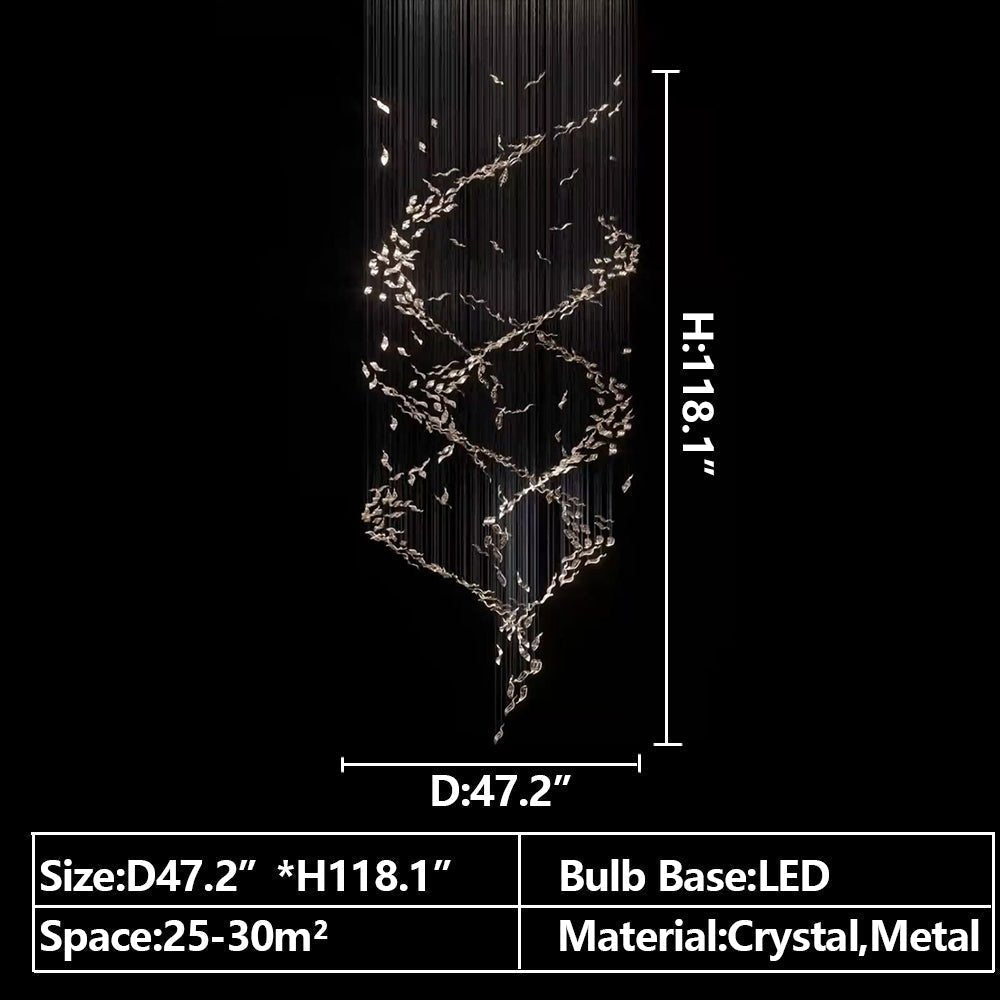 Extra Large Luxury Art Double Spiral Creative Crystal Chandelier For High-ceiling Foyer/Hallway/Entryway - Zelno Lighting