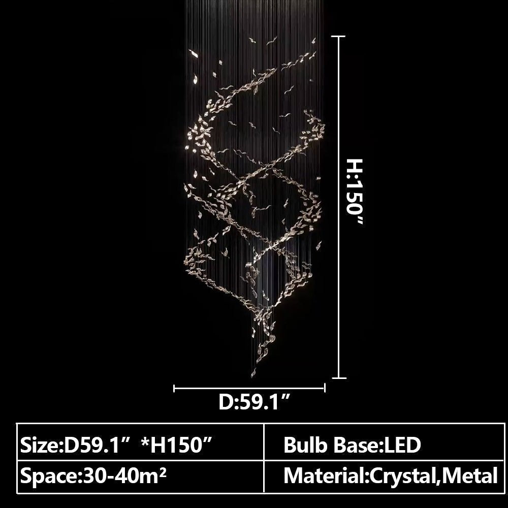 Extra Large Luxury Art Double Spiral Creative Crystal Chandelier For High-ceiling Foyer/Hallway/Entryway - Zelno Lighting