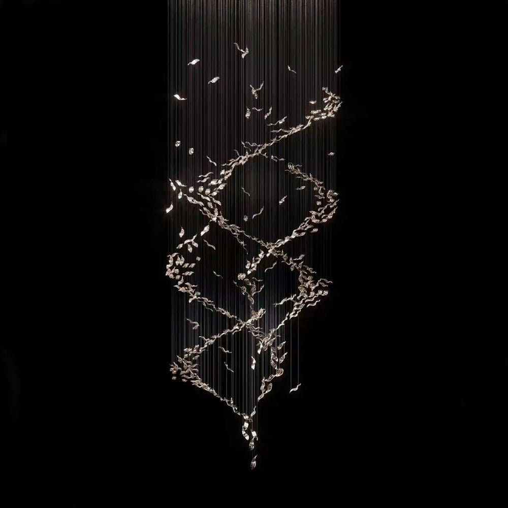 Extra Large Luxury Art Double Spiral Creative Crystal Chandelier For High-ceiling Foyer/Hallway/Entryway - Zelno Lighting