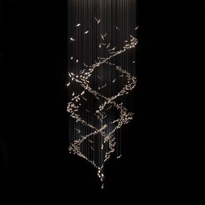 Extra Large Luxury Art Double Spiral Creative Crystal Chandelier For High-ceiling Foyer/Hallway/Entryway - Zelno Lighting