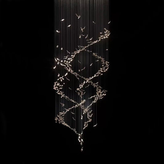Extra Large Luxury Art Double Spiral Creative Crystal Chandelier For High-ceiling Foyer/Hallway/Entryway - Zelno Lighting