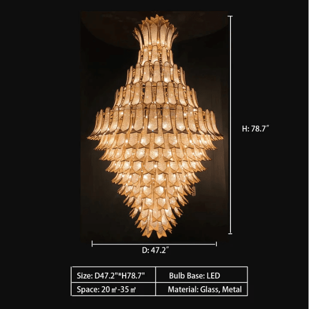 Extra Large Luxury Multi-tier Gold Pendant Glass Chandelier for Stairs/Large High-ceiling Room - Zelno Lighting