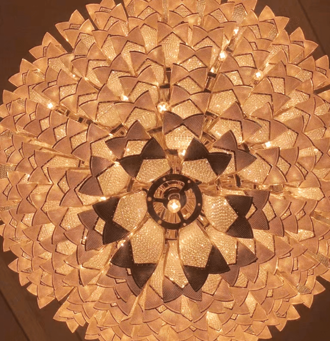 Extra Large Luxury Multi-tier Gold Pendant Glass Chandelier for Stairs/Large High-ceiling Room - Zelno Lighting