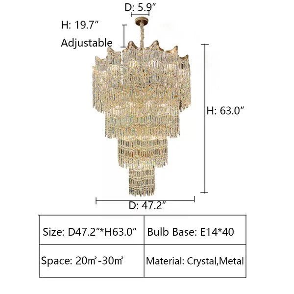 Extra Large Luxury Multi-tiered Crystal Chandelier - Zelno Lighting