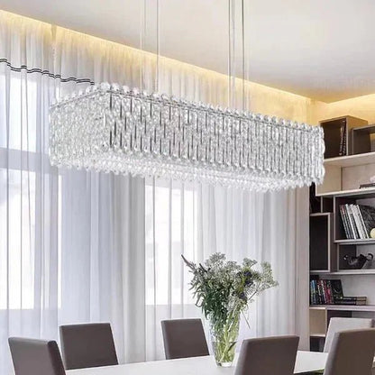 Extra Large Luxury Rectangle Crystal Pendant Chandelier for Living/Dining Room/Kitchen Island - Zelno Lighting