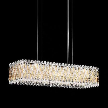 Extra Large Luxury Rectangle Crystal Pendant Chandelier for Living/Dining Room/Kitchen Island - Zelno Lighting