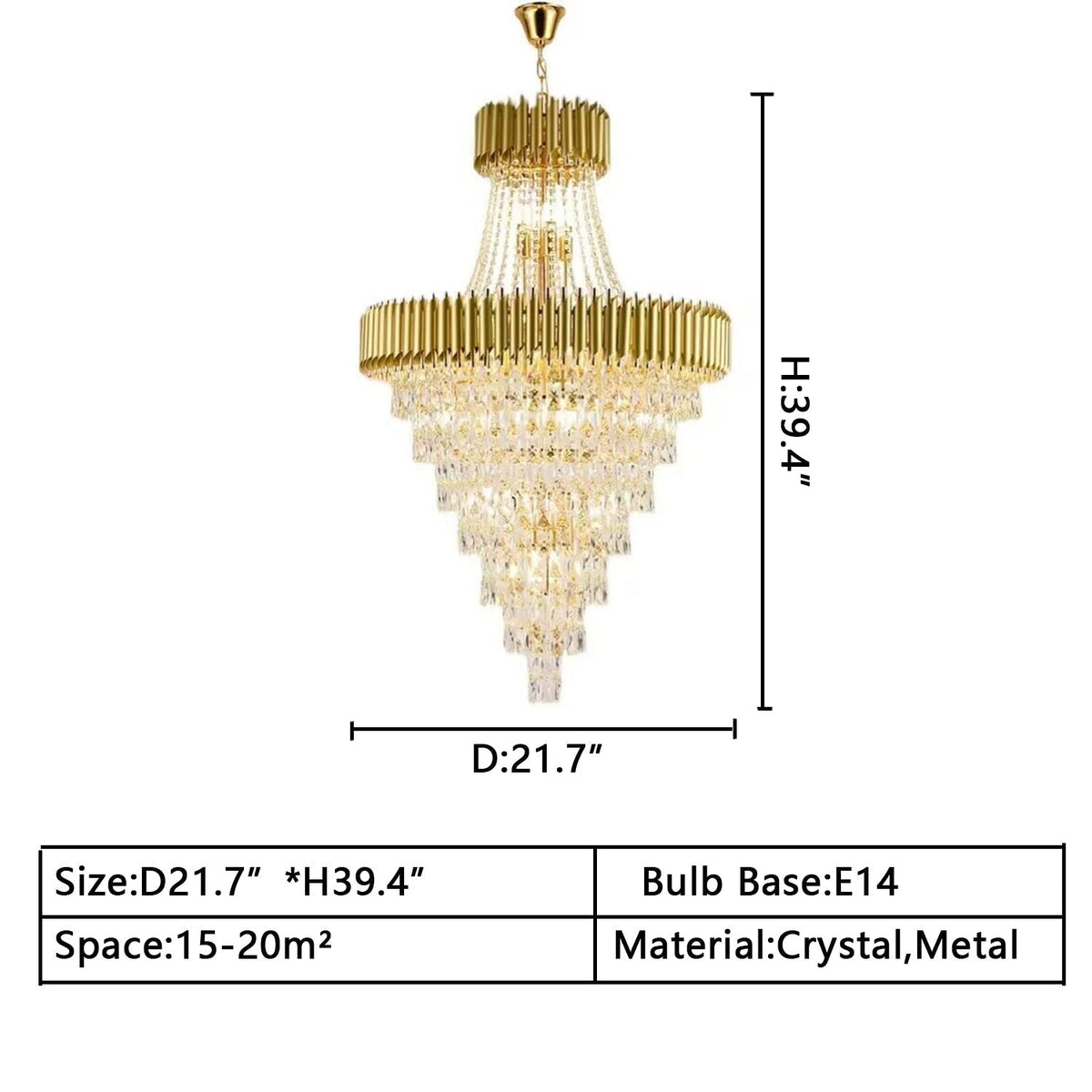 Extra Large Modern Multi-layers Gold/Black Light Luxury Crystal Chandelier For 2-Story Living Room,Foyer - Zelno Lighting